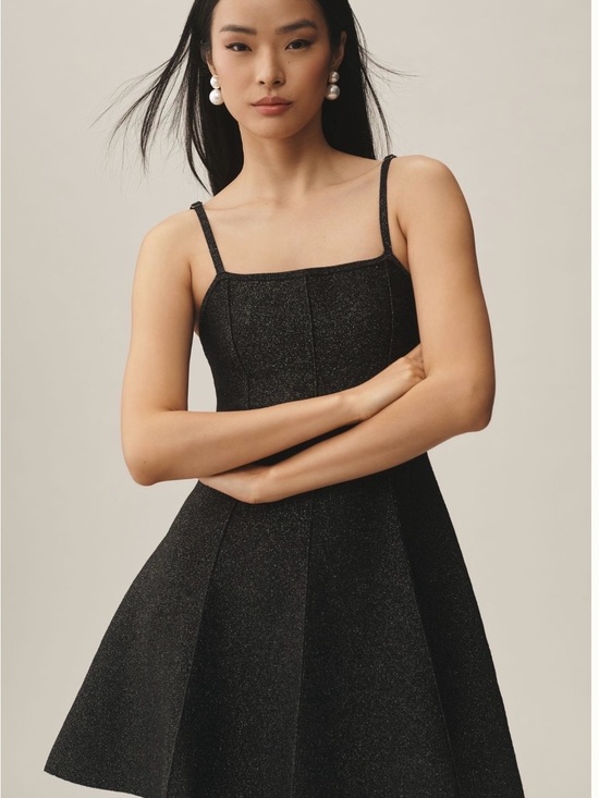Anthropologie Dresses & Skirts - Anthropologie Black Shimmer Fit &Flare Mini Dress NWT SIZE large party cocktail